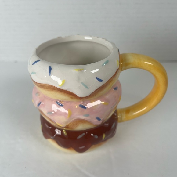 Colorful Ceramic Stack of Doughnuts Coffee Mug 4" Tall Room Essentials (KT167) - Picture 2 of 8